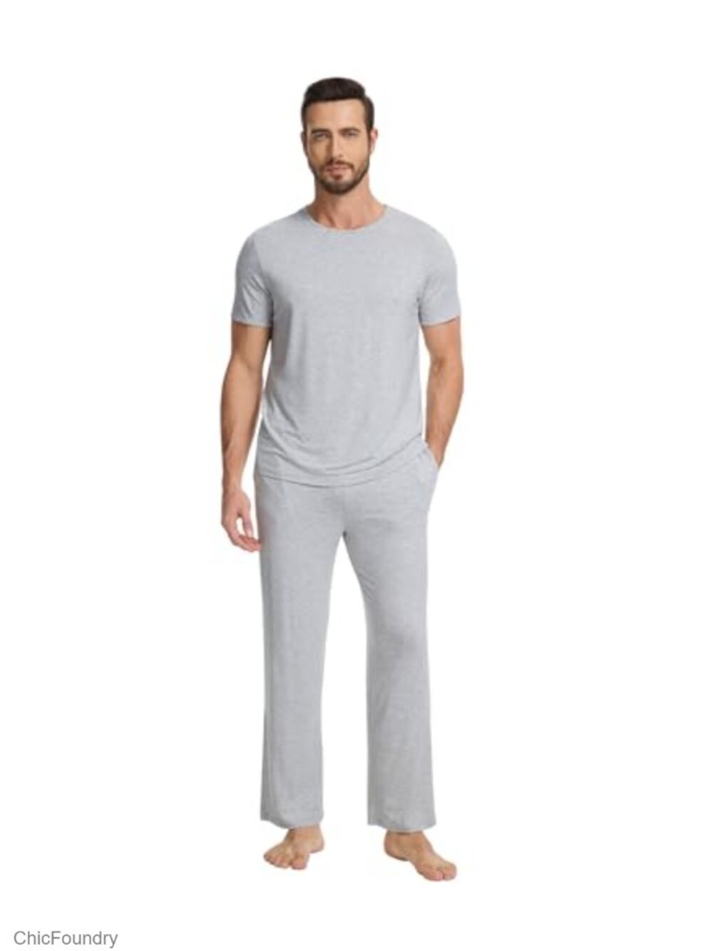Men's Pajama Set Soft Bamboo Viscose Sleepwear Lounge Set Short Sleeve with